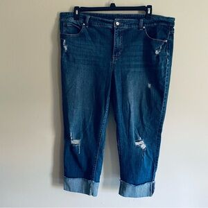 Jennifer Lopez Women's Distressed Boyfriend Denim Blue Jeans Pants Plus Size 18W